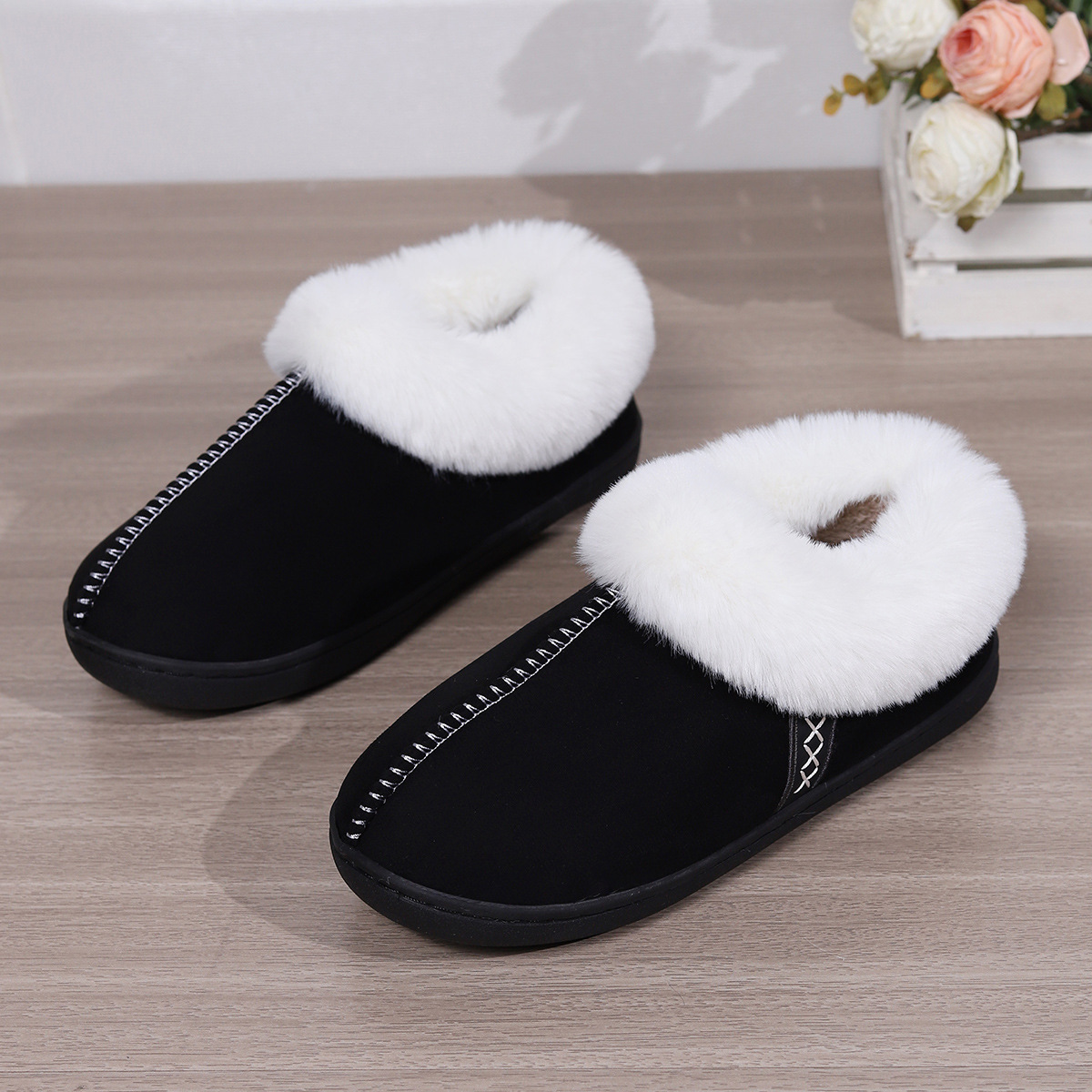 Home cotton slippers female Baotou cotton drag indoor household non-slip neutral slippers_voghion.com