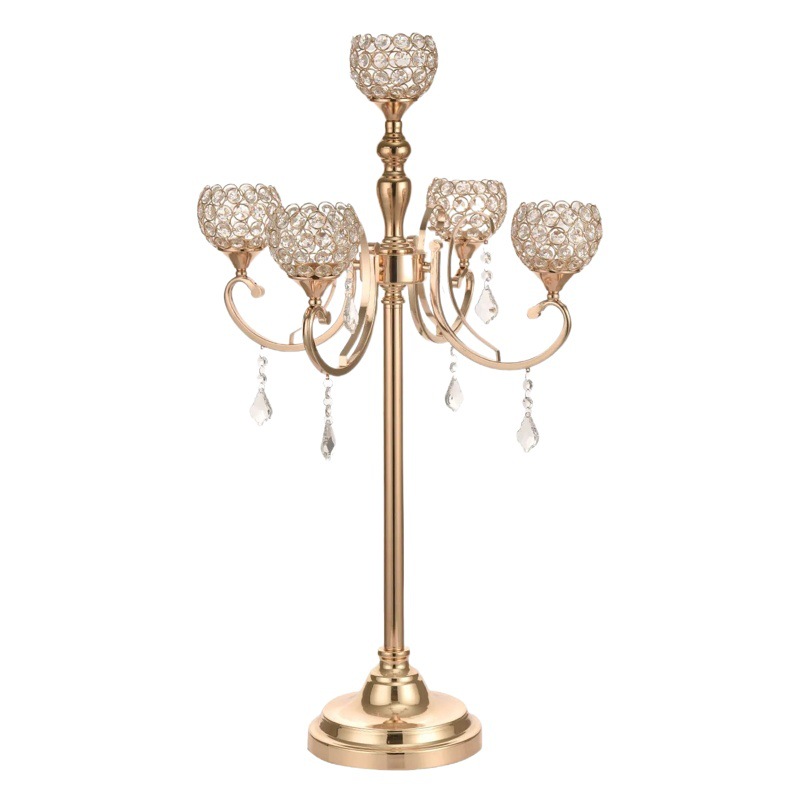 Boda de cristal de estilo europeo decoración de cinco cabezas esféricas de estilo europeo boda romántica decoración hogar Luz accesorios de lujo candelabro al por mayor