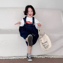 韩国童装2024韩版春夏季新款女童中小童卡通可爱宽松牛仔背带裙
