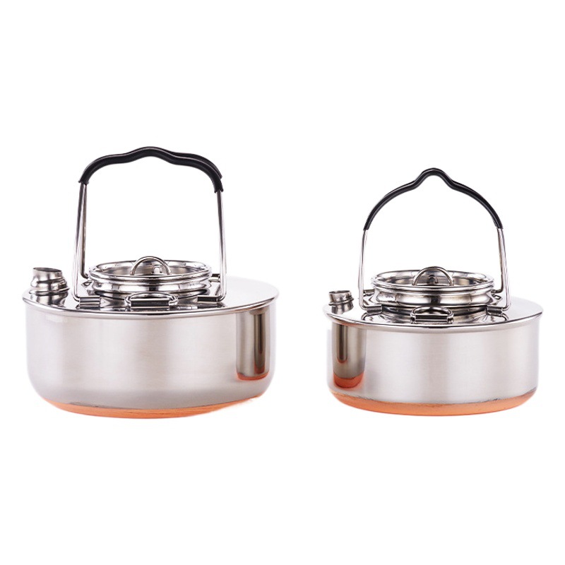 Acero inoxidable 304 camping hervidor portátil al aire libre camping Acero inoxidable cobre inferior hervidor picnic tetera