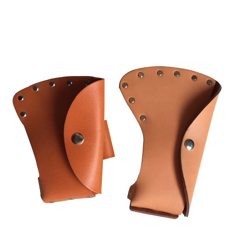 Axe cubierta protectora hacha parte de corte cubierta protectora hacha cubierta de cuero de vaca material hacha cubierta al por mayor