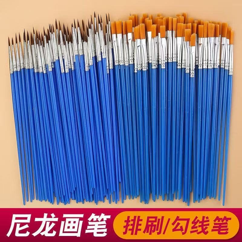 数字油画尼龙笔刷儿童丙烯水粉颜料平头笔水彩画笔石膏勾线笔批发