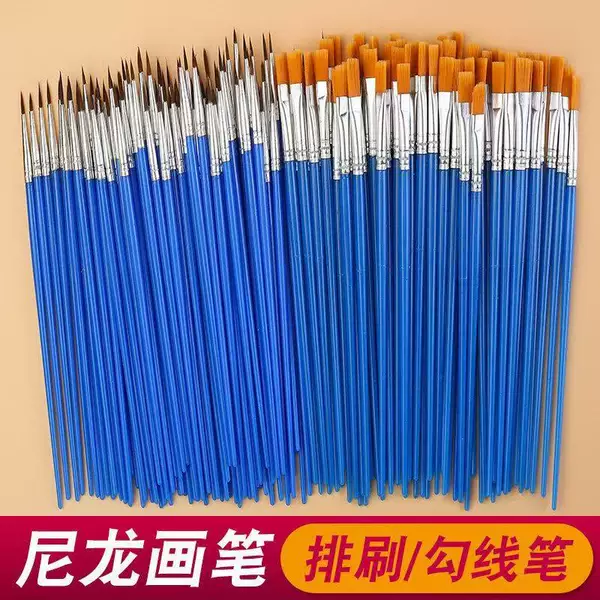 Digital Oil Painting Nylon Brushes, Children's Acrylic Gouache Paint Flat Brushes, Watercolor Brushes, Plaster Outline Pens Wholesale