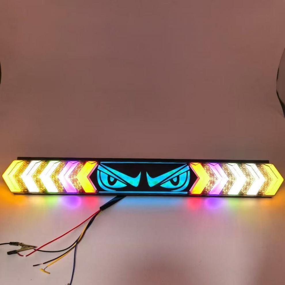 Long Strip Flashing Light 12V24V Multi-Function Devil's Eye Rear Tail Light Led Colorful Flashing Reversing Brake Light