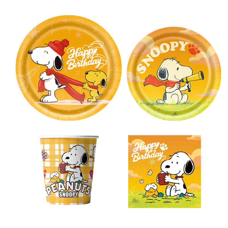 Amazon's New Snoopy-Themed Birthday Party Supplies Set, Paper Plates, Paper Cups, Paper Towels, Disposable Pe Tablecloth