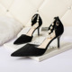 Europe and the United States, 6118-1 light sexy pointed mouth high-heeled shoes beaded one word with sandals with web celebrity joker for women's shoes