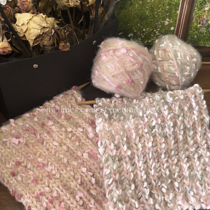 Hand-woven gift soft non-binding stick needle peach branch spring mountain tea forest pink hand mixed scarf thread for girlfriends