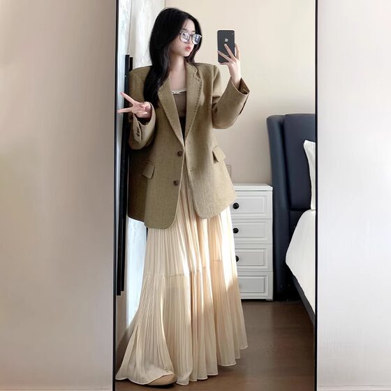 Korean style chiffon skirt women's 2025 spring new high waist A- line cake skirt fluttering large swing mid-length skirt for summer