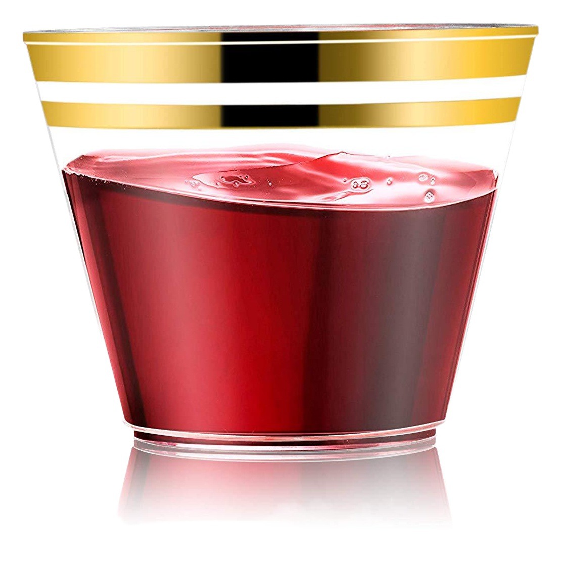 Vaso desechable de plástico de doble borde con estampado en caliente de 9 oz, vaso para comida occidental, vaso para agua potable, vaso de aviación de PS