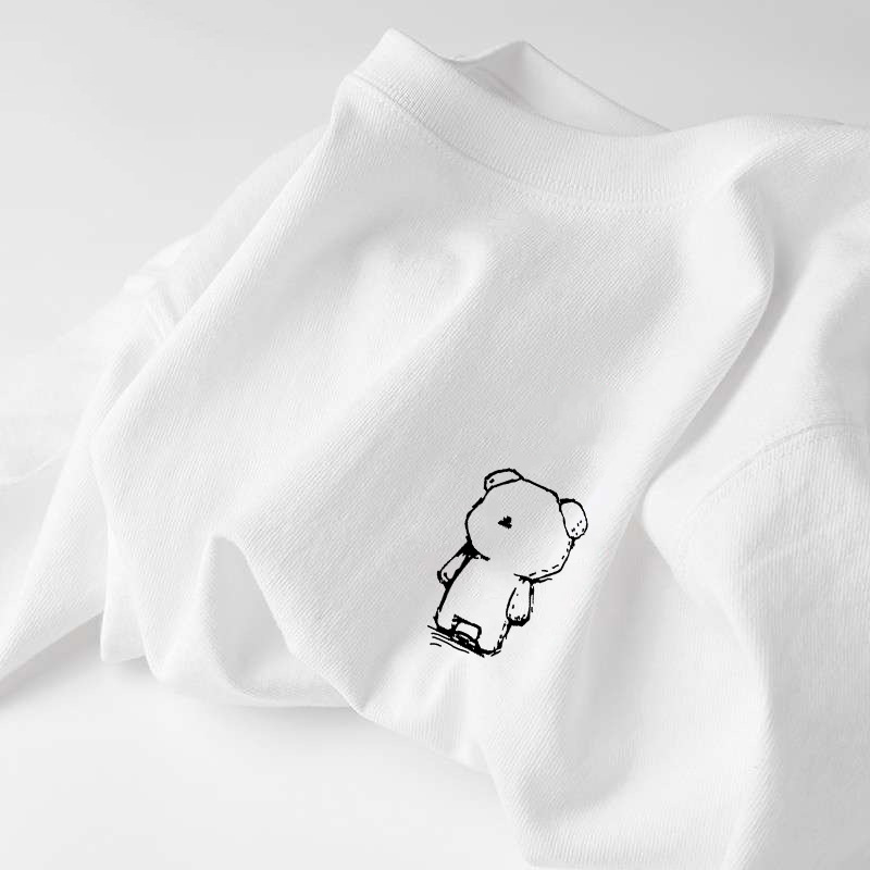 Short-sleeved white hand-painted bear