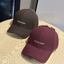 新款秋冬保暖毛呢显瘦硬顶棒球帽子女百搭个性字母刺绣有型鸭舌帽