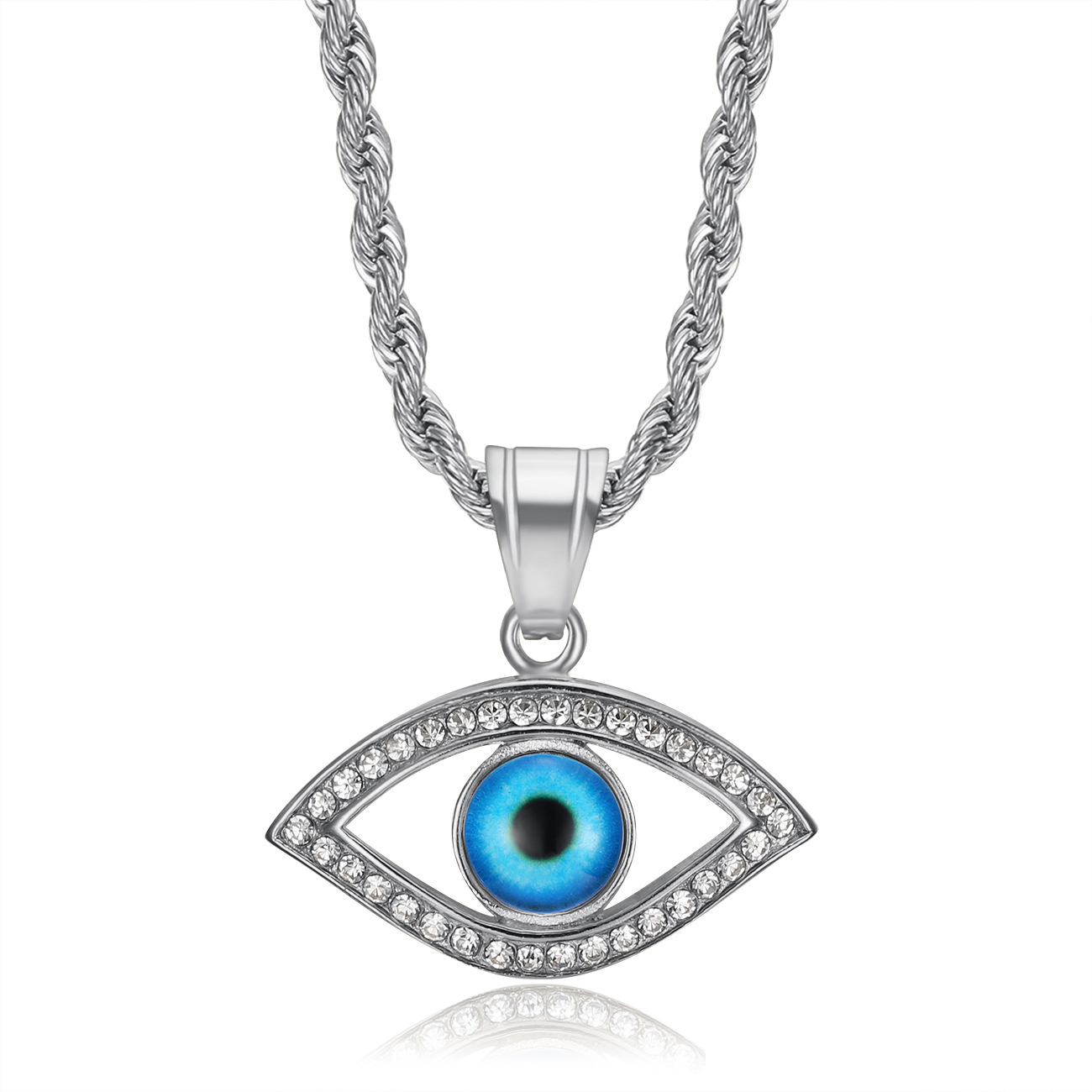 18K Gold Plated Plating Material Rhinestones Inlay Material Hip-Hop Eye Titanium Steel Plating Rhinestones 18K Gold Plated Men's