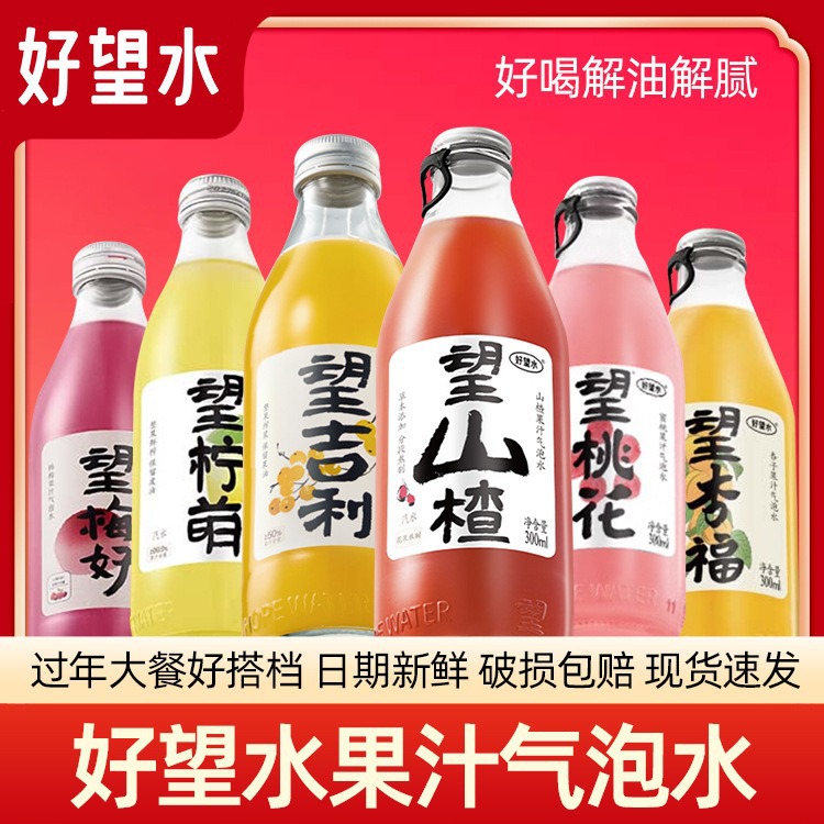 好望水望山楂杨梅果汁饮料矿泉水气泡汽水柠萌杏福碳酸整箱订婚忘
