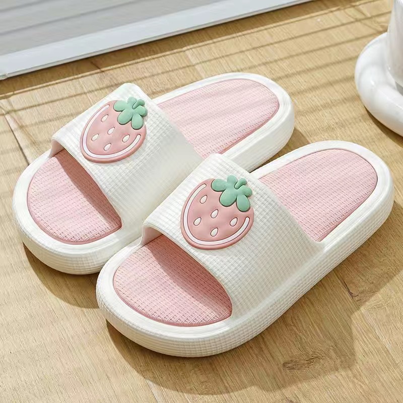 Women's Casual Multicolor Strawberry Round Toe Slides Slippers display picture 4