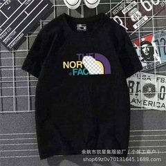外贸北脸夏季男士短袖圆领字母t恤潮牌宽松情侣打底T恤衫潮流印花
