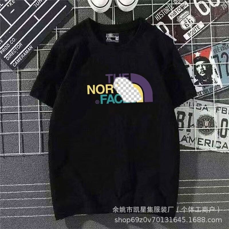 Foreign Trade North Face Summer Men's Short-Sleeve Round-Neck Letter T-Shirt Trendy Brand Loose Couple Base T-Shirt Printed Cross-Border Foreign Trade North Face Summer Men's Short-Sleeve Round-Neck Letter T-Shirt Trendy Brand Loose Couple Base T-Shirt Printed Cross-Border