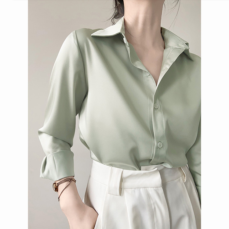 Exquisite and Elegant French Satin Shirt for Women, Summer Design, Niche Style, Workwear Professional Top, New Model Exquisite and Elegant French Satin Shirt for Women, Summer Design, Niche Style, Workwear Professional Top, New Model