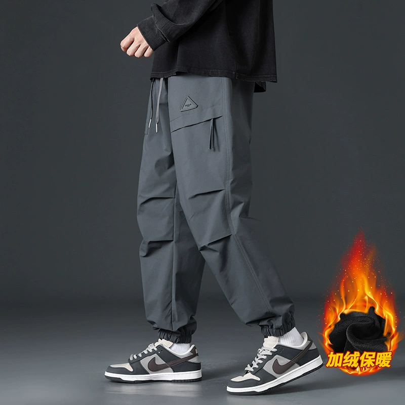 Темно-серая 2023 новая модная мужская мода повседневные брюки свободные спортивные штаны осень-зима красивые брюки