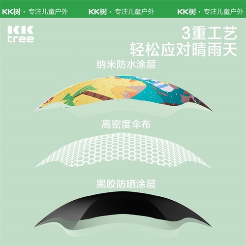 KK tree children's sunny umbrella for boys and girls to go to school special kindergarten two-fold umbrella vinyl long handle automatic folding