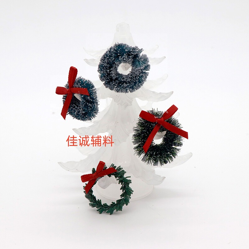 Cross-Border Decorative Christmas Wreath Mini Wreath Dark Green Snow-Covered Christmas Wreath Accessories 2.5-5cm