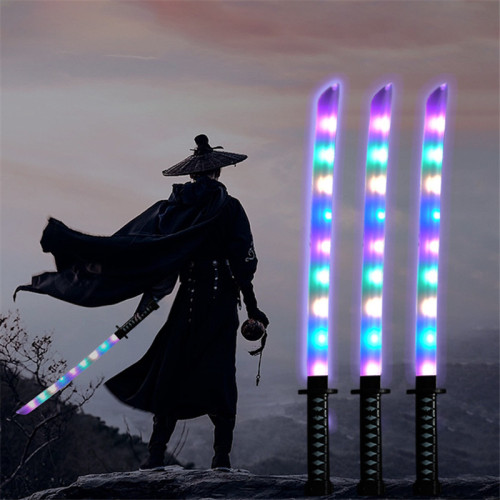 Glowing sword, samurai sword, scabbard, large 67cm educational male luminous toy stall, night market wholesale