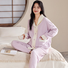 半边绒睡衣女秋冬新款月子服加厚保暖待产后哺乳可调节孕妇家居服