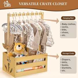 家用衣物玩具收纳筐跨境木质婴儿用品收纳篮儿童淋浴用品存储箱