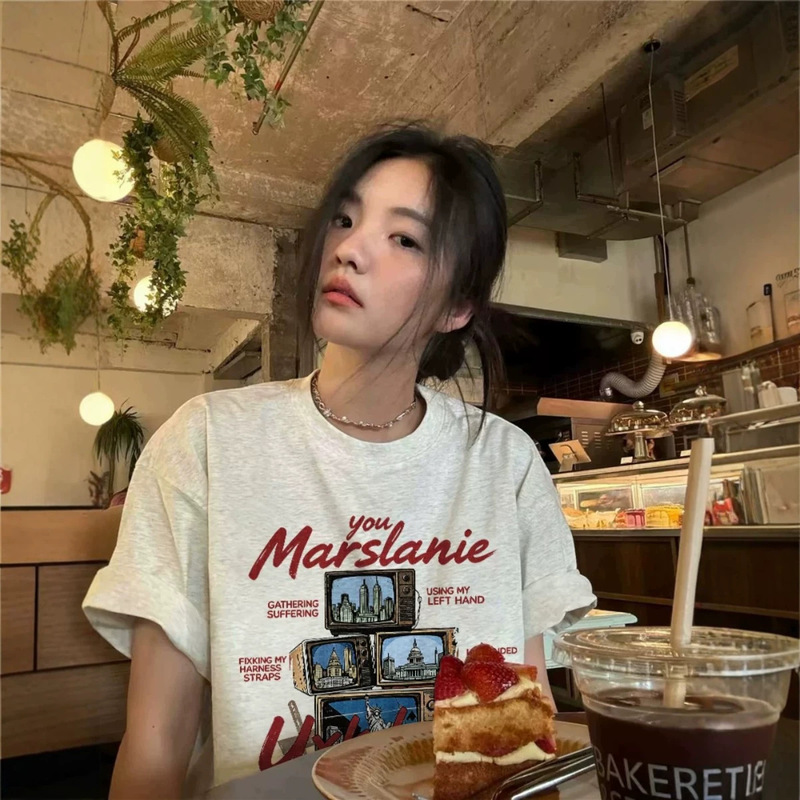 Plus-Size Pure Cotton American Retro Trendy Brand Short-Sleeve T-Shirt for Women, Summer 2026 New High-Street Style, Casual Half-Sleeve Top Plus-Size Pure Cotton American Retro Trendy Brand Short-Sleeve T-Shirt for Women, Summer 2026 New High-Street Style, Casual Half-Sleeve Top