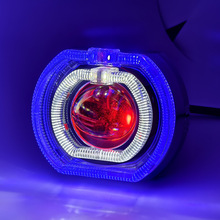 新款电动车摩托车led射灯4.5寸双天使眼恶魔眼透镜大灯远近光改装