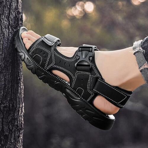 Summer New Men's Casual Velcro Sandals Outdoor Breathable Lightweight Fashion Versatile Beach Sandals