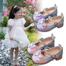 女童单鞋儿童皮鞋新款春秋季女孩水钻鞋百搭时尚公主水晶鞋礼服鞋