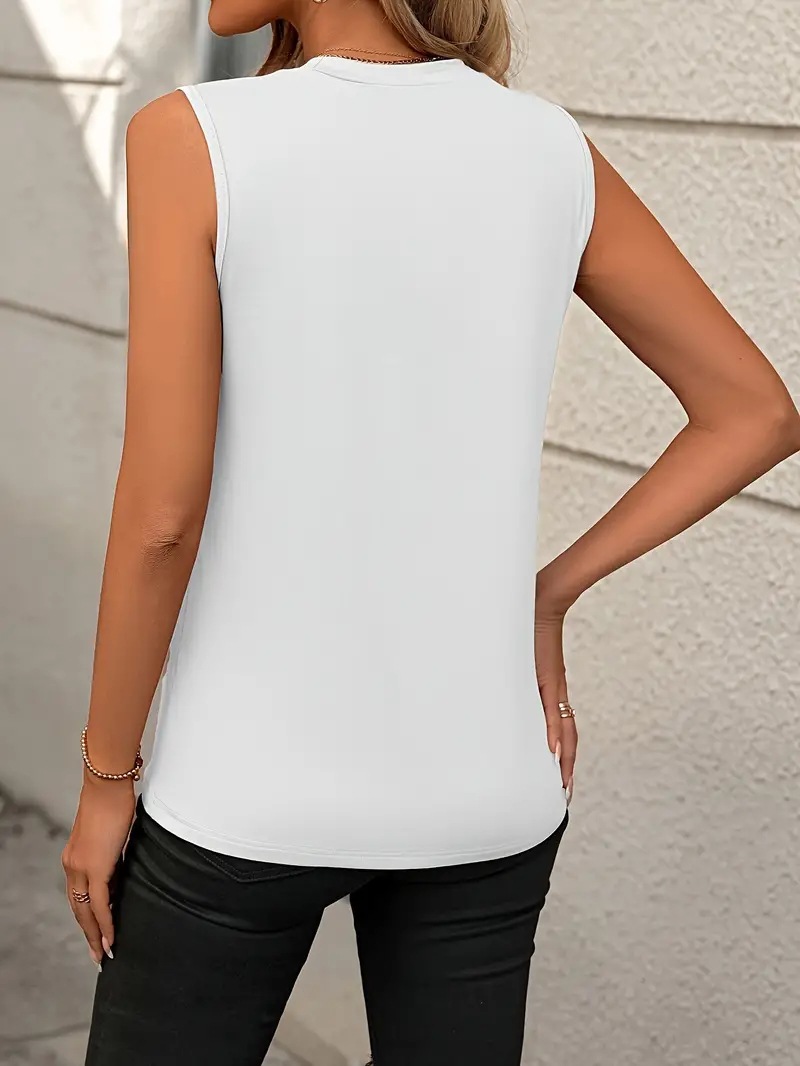 245g Weight Sleeveless Sleeve Length Pullovers Placket Type Cotton Blend, Polyester Fabric Type Regular Top Length Vest Tops Type Holiday, Daily Occasion Round Neck Neckline Loose Fit Type Solid Color Pattern Summer Season Women's Gender Streetwear Style Wholesale Women's Streetwear Solid Color Sleeveless T-Shirts 2