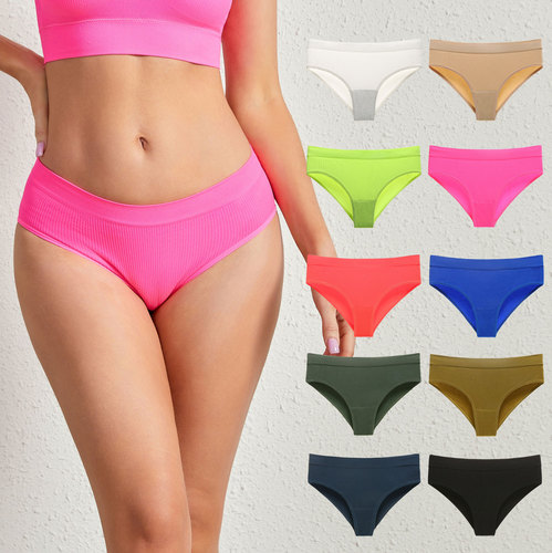 Large waist sexy triangle seamless fitness sport pure desire style women's ribbed solid color T-shirt underwear
