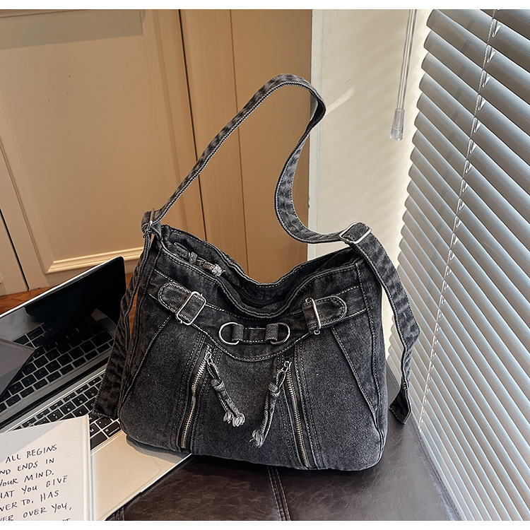 Bolso de tendencia transfronteriza de gran capacidad para mujeres 2026 nuevo retro vaqueros de hombro mochila de viaje ocio bolsa