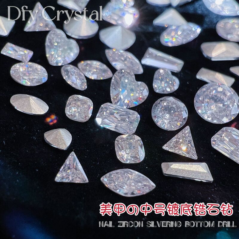 Exploding Medium Zircon Nail Art Jewelry Silver White Multi-Faceted Pointed Bottom Heart Special-Shaped Zircon Diamond Nail Decoration Wholesale Exploding Medium Zircon Nail Art Jewelry Silver White Multi-Faceted Pointed Bottom Heart Special-Shaped Zircon Diamond Nail Decoration Wholesale