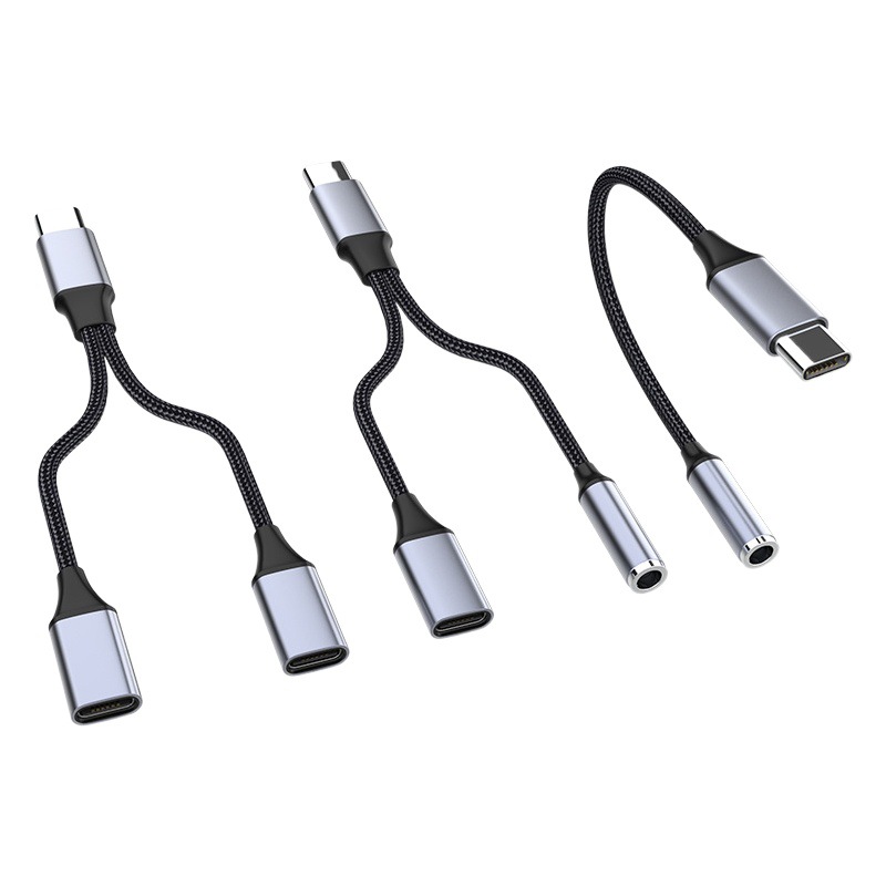 Venta caliente transfronteriza dos en uno multifuncional Tpyec a 3,5mm adaptador de auriculares puerto de carga aplicable a la tableta del teléfono móvil