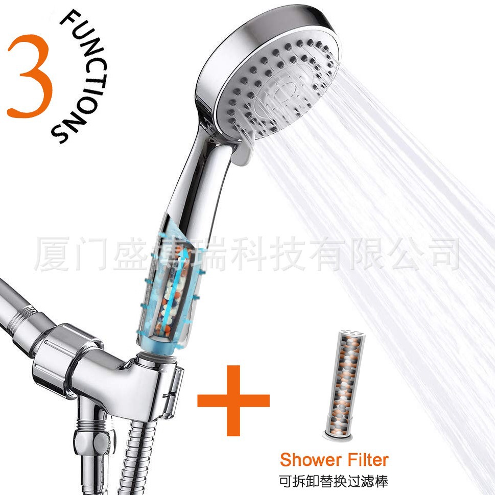 Amazon bathroom filter supercharged small hole shower shower three -function shower water heater handheld shower 2
