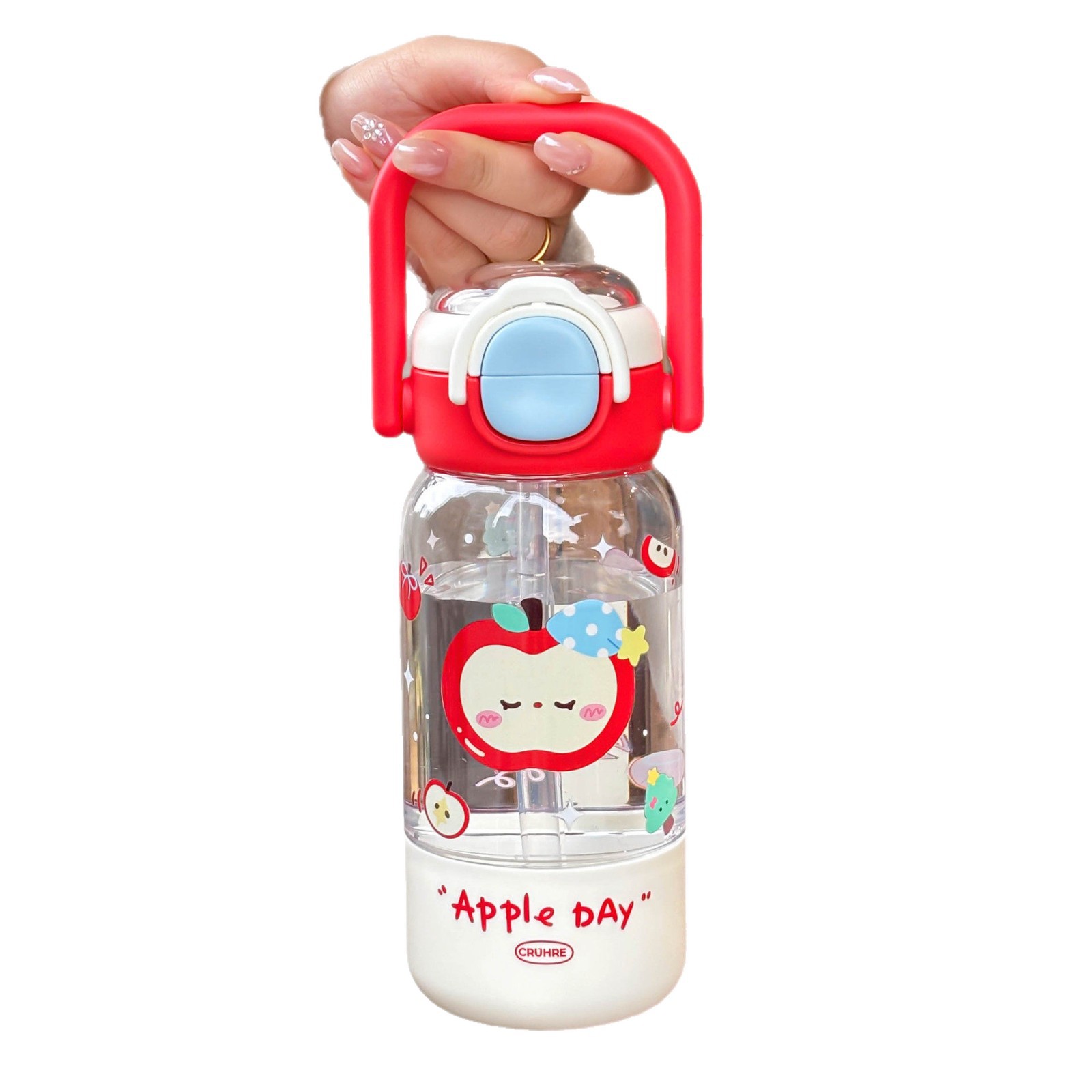 Taza de agua original de manzana roja para mujeres 2026 nueva taza de alto valor de mano de verano anti-caída taza de paja portátil para niños