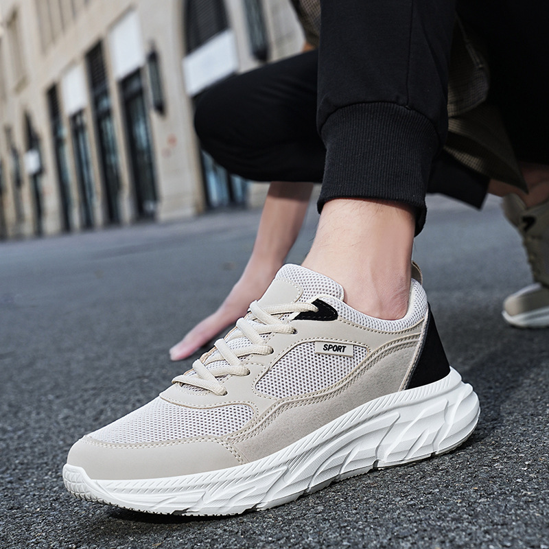 Men's Lightweight Casual Work Sports Shoes Solid Black Autumn_voghion.com