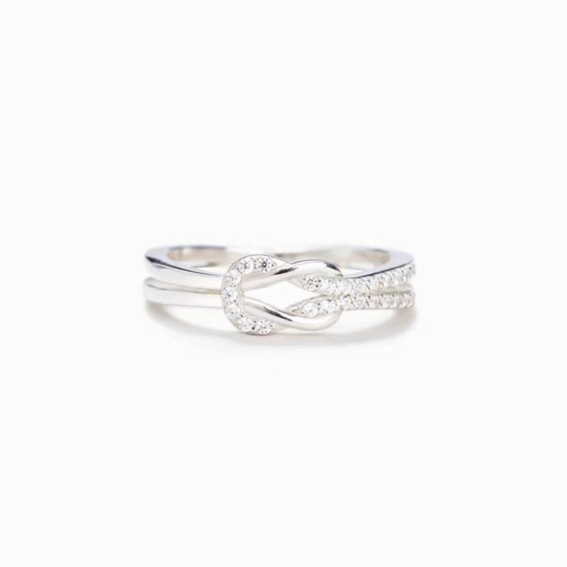 Simple Style Knot Sterling Silver Plating Artificial Diamond Rings