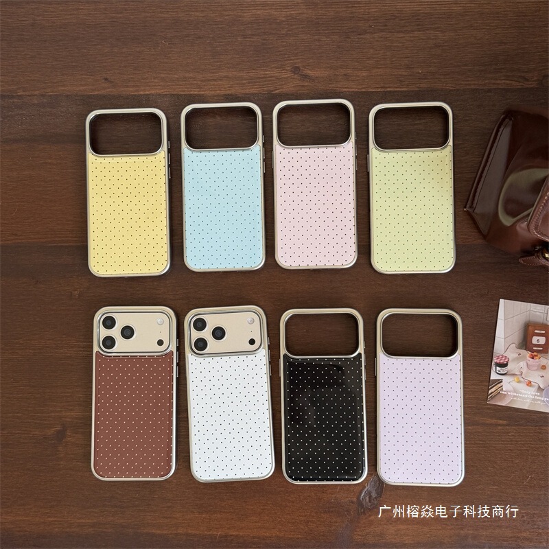 Simple Dopamine Electroplated Frame with Polka Dots Suitable for Ip18Pro/17 Apple 16Promax/15/14 Phone Case