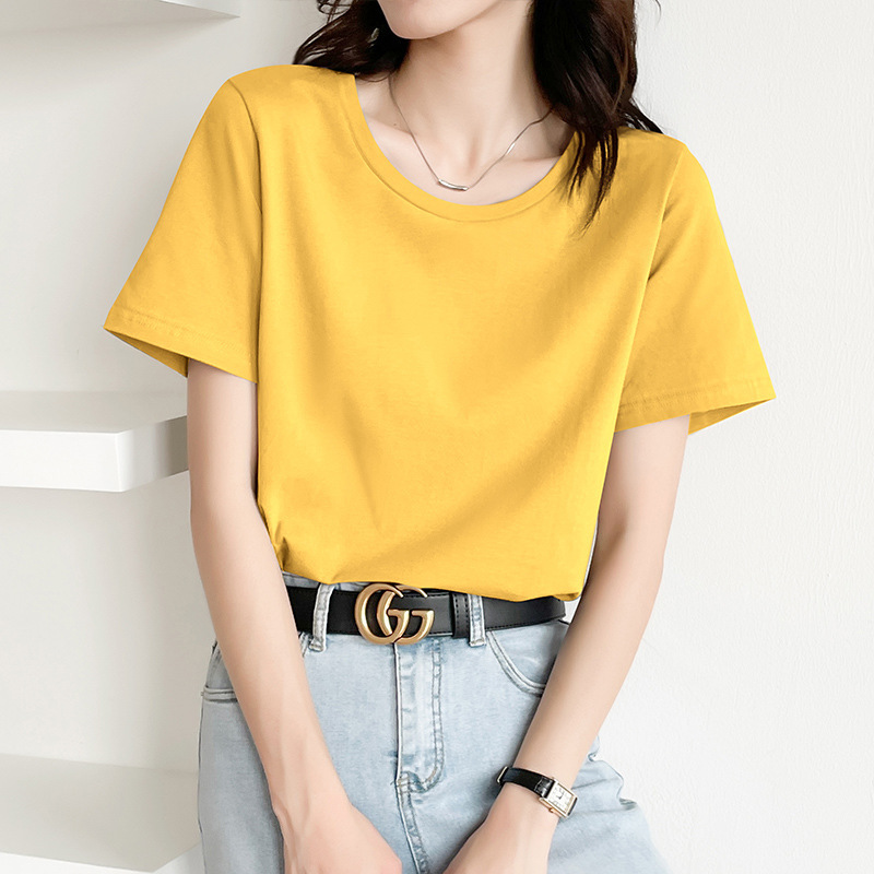 厚手無地不浸透性200g綿ラウンドネック半袖Tシャツ厚手純白ボトムシャツTシャツ男女兼用|undefined
