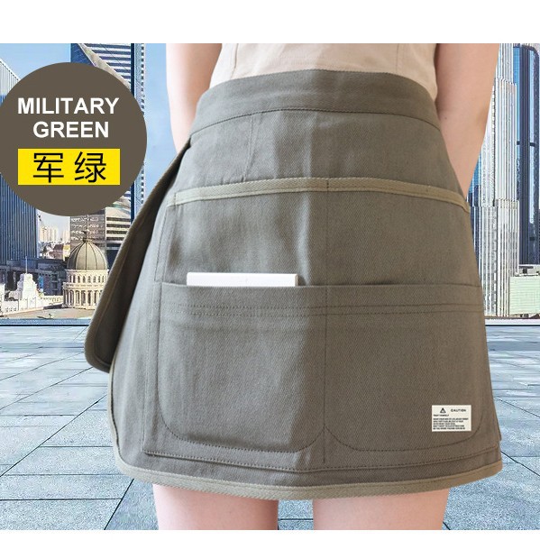 Delantal corto de lona con múltiples bolsillos para jardinería, nuevo delantal de media longitud para venta al por mayor de fabricante, ideal para comercio transfronterizo en Amazon.