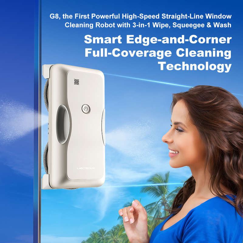 Liectroux G8 High-Speed Two-Way Water Mist Spray Electric Glass Cleaning Robot for Dry and Wet Use with Mop Liectroux G8 High-Speed Two-Way Water Mist Spray Electric Glass Cleaning Robot for Dry and Wet Use with Mop