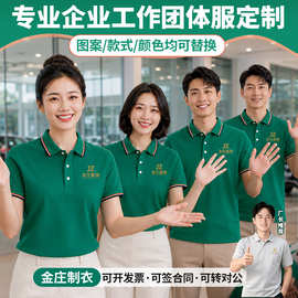 纯棉polo衫定制工作服翻领短袖夏季企业工装文化衫刺绣印字logo