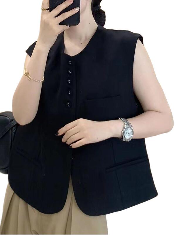 欧洲站马甲女2025春秋新款设计感单排扣无袖西装马夹百搭宽松坎肩|undefined