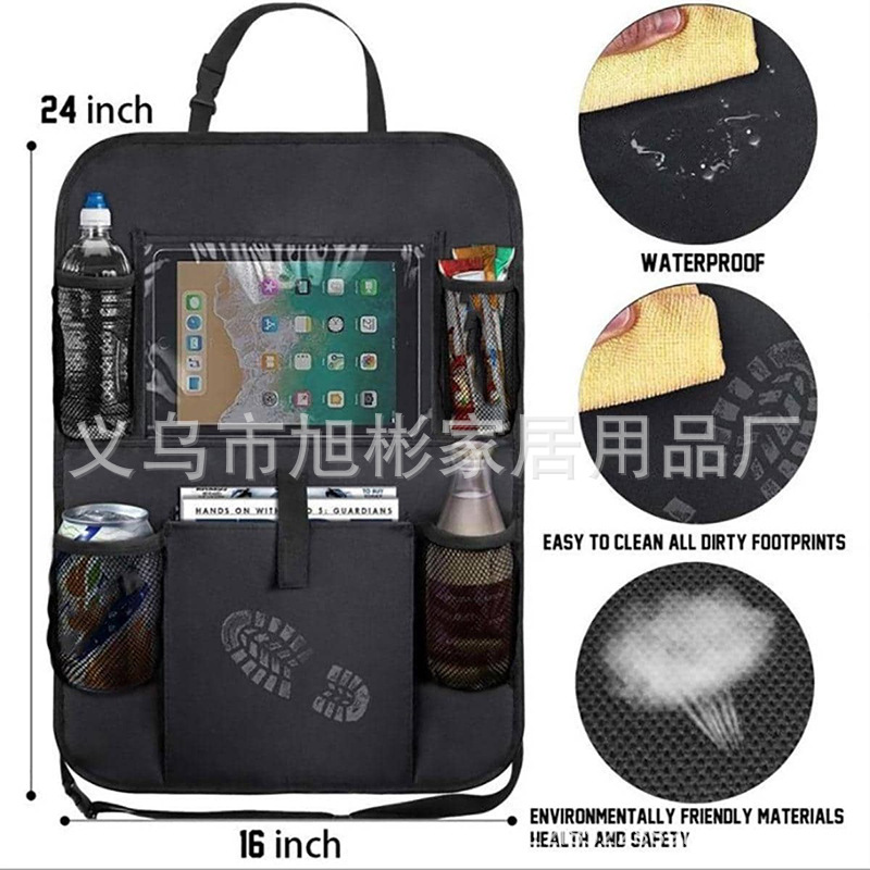 Bolsa antipatadas para almacenamiento de coche, bolsa de almacenamiento de tela Oxford para respaldo de silla, para tableta, asiento de coche, bolsa trasera portátil universal