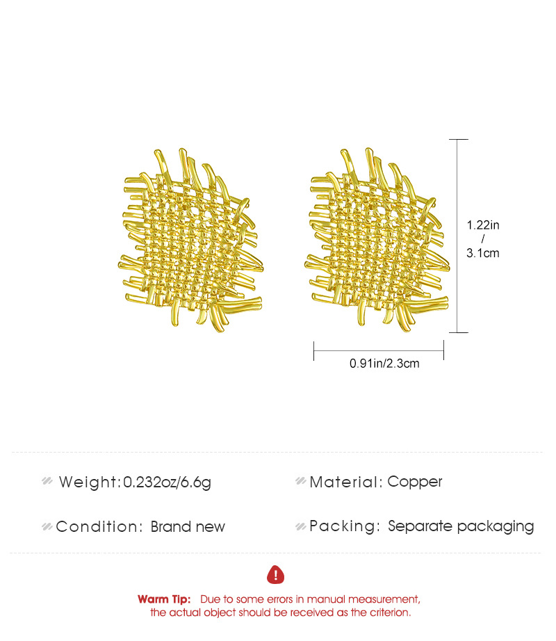 Retro Geometric Copper Plating Ear Studs 1 Pair