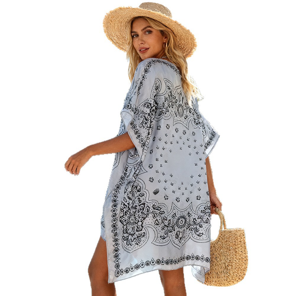 2026 nuevos productos transfronterizos de moda europea y americana vestido de playa bikini camiseta sopa de protección solar sexy elegante