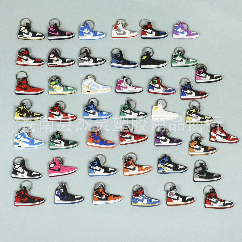 In stock wholesale Jordan aj keychain basketball shoes aj1 keychain creative pvc soft rubber key chain pendant